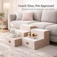 Pet Dogs, 3-Layer Structure Dog Steps for Bed, Anti-Slip Designs Gentle Slope, Small Dogs Cats Climbing Aid, Orange - Compressed Packaging