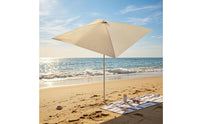 Light Beige Portable Outdoor Umbrella Silver-Coated Square Patio Umbrella Straight Pole Garden Sun Umbrella Pointed Top