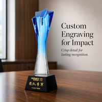 Crystal Employee Award Trophy with Custom Logo Engraving, Hand-Polished Elegant Recognition Award