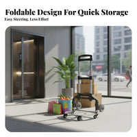 Heavy Duty Folding Hand Truck Lightweight Foldable Luggage Cart Multipurpose Portable Hand Truck No Assembly Needed for Homeowners, Office Workers, Travel, Airport, Shopping, Warehouse