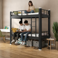 Metal Bunk Bed Space-Saving Bunk Bed with Ladder Matte Black Furniture for Students, Roommates, Dormitory, Shared Bedroom, Hostel