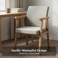Ergonomic Design Solid Wood Study Chair Wide Armrests Upholstered Wood Armchair Stable Construction Padded Backrest Armchair High-Density Foam Cushion for Students, Office Workers, Homeowners, Reading Nook, Living Room, Bedroom, Kitchen