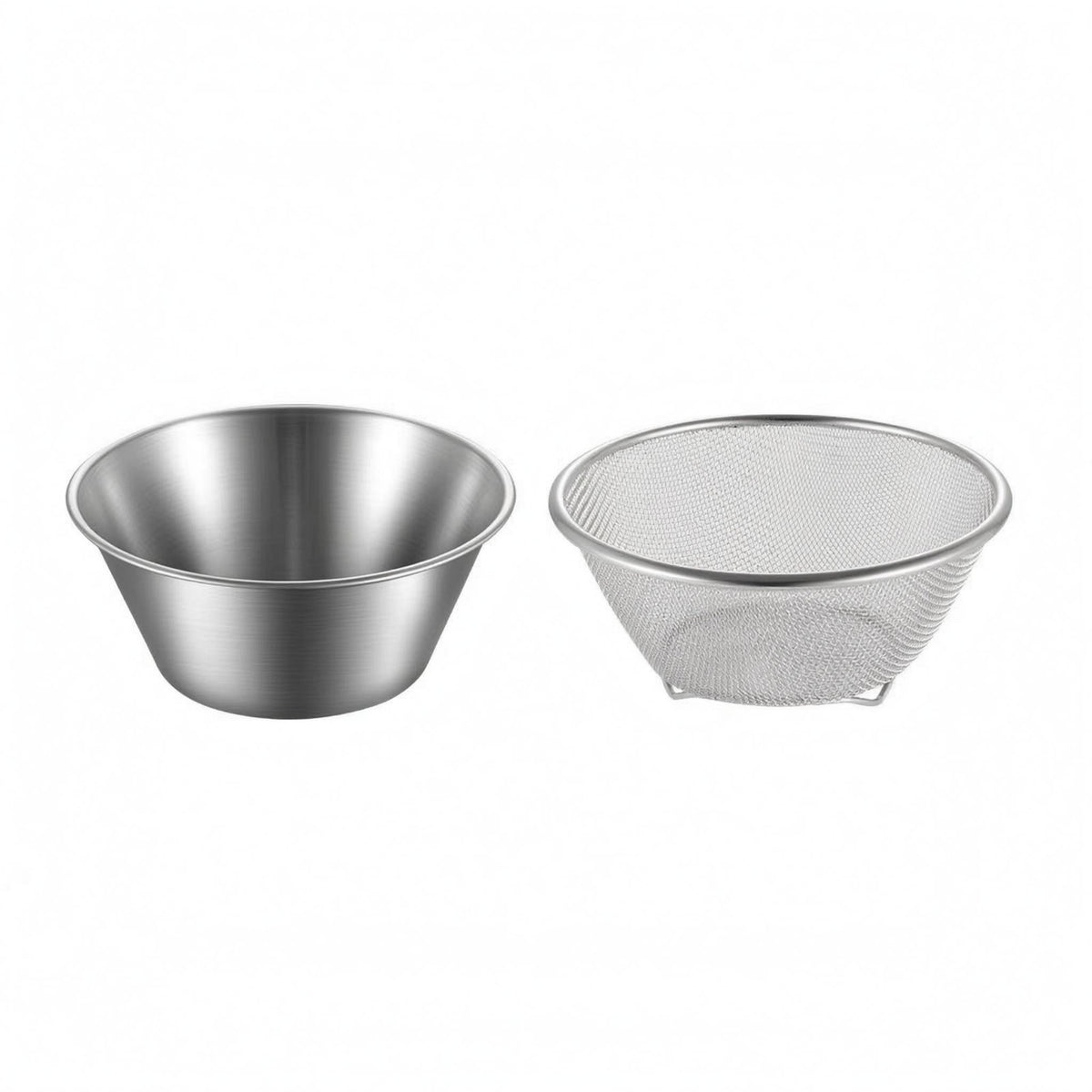 2 Pieces Perforated Mesh Strainer Bowl Smooth Edges Draining Bowl Set Silver Finish Fine Mesh Colander