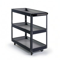 3-Tier Metal Utility Cart with Handle Heavy Duty Rolling Utility Cart Sturdy Long-Lasting for Mechanics, Beauticians, Garage, Workshop, Salon