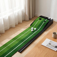 Compact Golf Putting Mat with Return Track Portable Putting Mat with Ball Return Wrinkle-Wrinkle-Resistant Professional Length for Families, Golfers