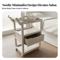 Wooden Cosmetic Studio Trolley Sturdy Wood Construction Mobile Nail Specialist Storage Cart Salon Trolley Cart Multi-Functional