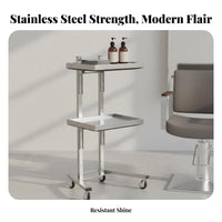 Foldable Hairdressing Trolley Stainless Steel Frame Rolling Salon Tool Cart Aesthetic Cart Work Station With Wheels