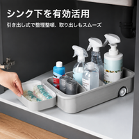 Under Sink Storage Organizer, 2-Tier Sliding Drawer, For Detergent & Cleaning Supplies, Kitchen, With Casters