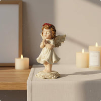 Praying Angel Figurine European Design Memorial Angel Statue Resin Craft Cherub Sculpture for Prayer Corner, Desktop, Graveyard