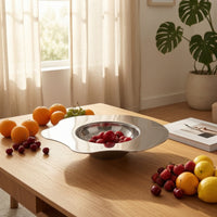 Stainless Steel Tray Modern Metal Fruit Bowl Low-Profile Tableware for Living Room