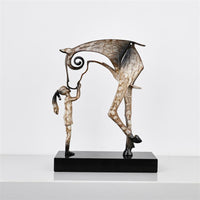Abstract Female horse Figure Statue Zinc Alloy Minimalist Woman Figurine Balanced Proportions Metal Figurine on Base for Study