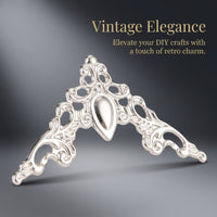 Filigree Triangle Corner Protectors for Scrapbooking, Vintage Metal Corners Decorative Embellishments for Gift Boxes and Crafts