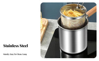 Includes Strainer Basket Stainless Steel Deep Fryer Pot Uncoated Frying Pot with Drainer Rack Induction Compatible Stainless Steel Tempura Fryer Oil-Saving for Dorm Room
