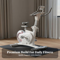 Quiet Operation Exercise Bike Comfortable Saddle Silent Cycle Bike Adjustable Resistance Upright Indoor Cycle Compact Design for Apartment