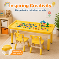 Kids Activity Table, Height Adjustable Tuff Tray for Messy Play, 120cm x 50cm Rectangular Water Table, Synthetic Polymer for Kindergarten