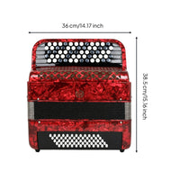 Russian Accordion Non-Slip Textured Keys Chromatic Button Accordion Includes Straps and Backpack Musical Instrument for Concert
