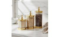 Light Luxury Design Hexagonal Jar with Lid Lightweight Gold Trim Storage Container Shatterproof for Bathroom