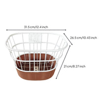 Woven Wire Basket with Rattan Base Sturdy Bike Basket with Mounting Bracket Portable Adjustable for Grocery Runs