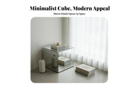 Mirrored Cube Table Minimalist Design Mirrored Display Furniture Mirror Finish Photography Prop for Homeowners, Renters, Bedroom