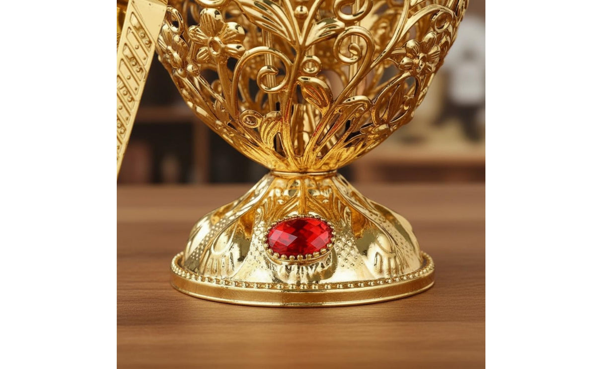 Openwork Design Ornate Incense Burner Decorative Arabian Design Censer Exquisite Pattern for Tabletop, Indoor Display