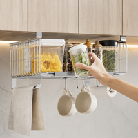 Under-shelf Wire Basket, Extendable, Stainless Steel, Kitchen Storage, Hanging, 21cm×35-59cm×13cm
