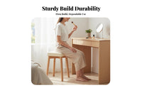 Stackable Upholstered Wooden Stool Padded Seat Backless Chair High Rebound Cushion Household Furniture Strong Load-Bearing for Families, Homeowners, Students, Dining Room, Bedroom, Restaurant, Entryway