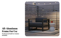 Minimalist Design Box-Frame Sofa Weather-Resistant Outdoor Furniture Modern Design Patio Set Long-Lasting Construction for Hotel Owners, Homeowners, Entertainers, Garden, Terrace, Balcony, Backyard