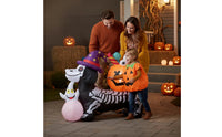 Halloween Inflatable Skeleton Dog Weather-Resistant Halloween Inflatable Dog Yard Decoration with Pumpkin Oversized 3D for Lawn