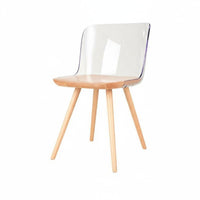 Nordic aesthetic Wood Frame Clear Chair Transparent Design Dining Seat With Armrests Household Furniture Designer Inspired for Interior Designers, Restaurant Owners, Kitchen, Living Room, Home Office, Special Events