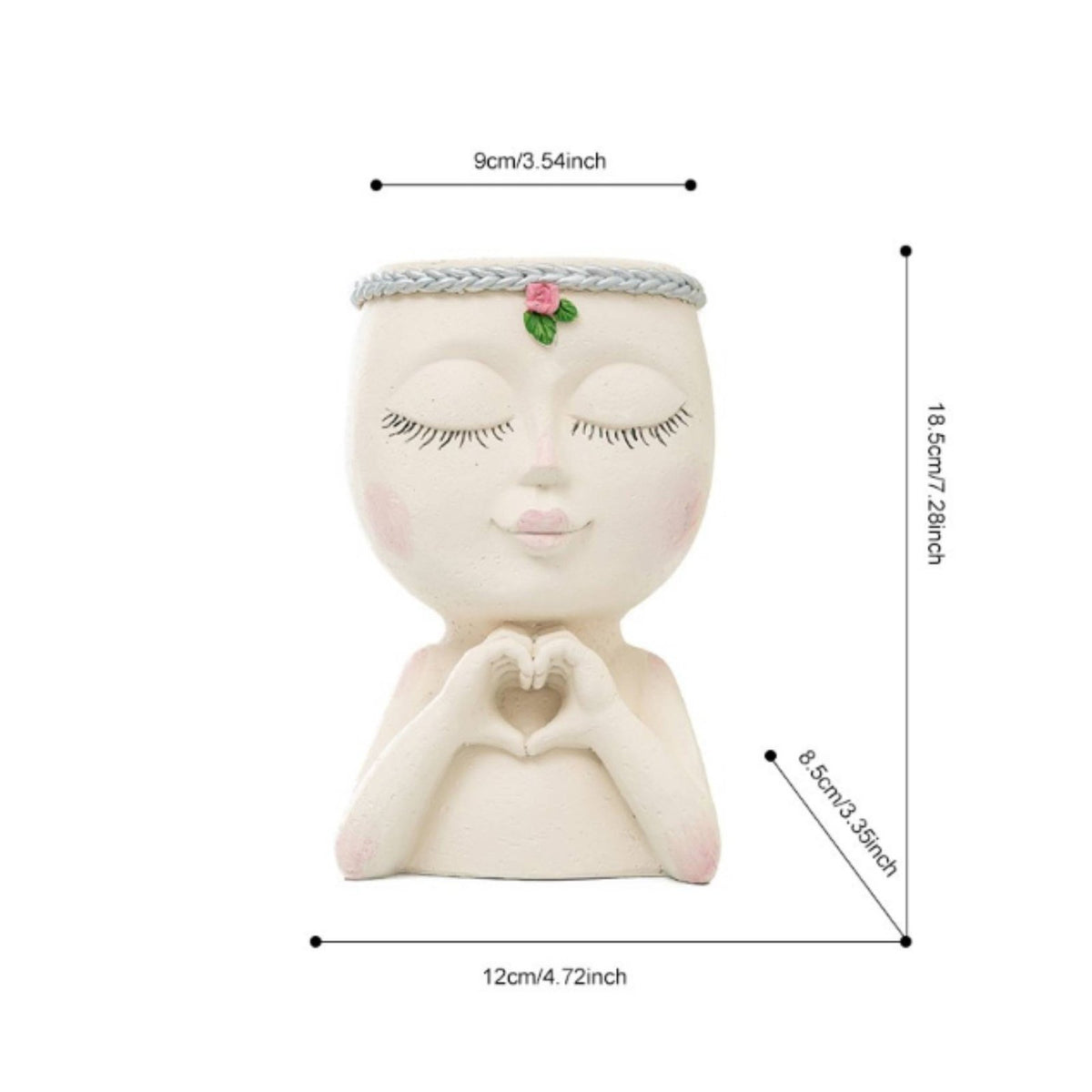 Girl Face Flower Pot Creative Design Girl Figurine Planter Decorative Ornament