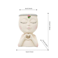 Girl Face Flower Pot Creative Design Girl Figurine Planter Decorative Ornament
