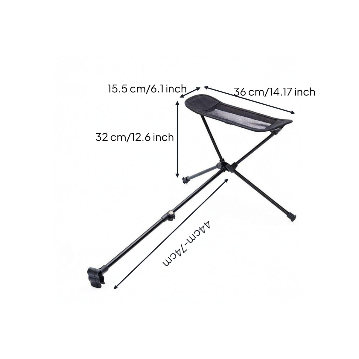 Aluminum Alloy Moon Chair Footrest Black Metal Frame Adjustable Footrest