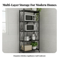 Foldable Storage Rack Space Saving Foldable Storage Shelf Heavy Duty Foldable Microwave Stand for Homeowners, Students