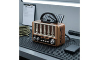 Carry Handle Solar Shortwave Radio Wood-Grain Solar Radio Metal Trim Home Gadget Rotary Knobs
