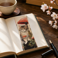 30-Pack Japanese Cat Bookmark Set with Blessing Messages