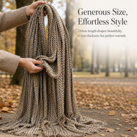 2025 New Japanese Style Waffle Knit Scarf for Women, Luxury Black and Gray Shawl