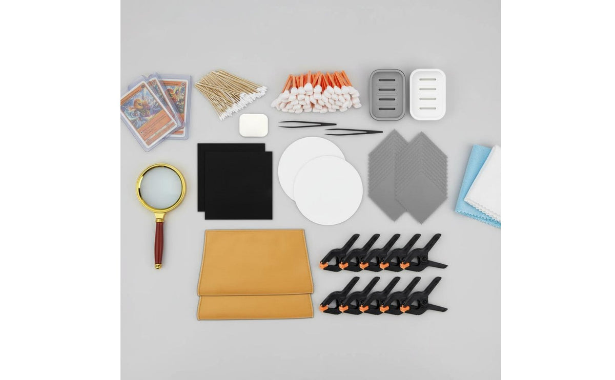 210 Pieces Trading Card Flattening Kit Cleaning Repair Dust Swabs Trading Card Maintenance Kit