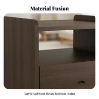 Light Luxury design 2-Tier Transparent Stand Space-Saving Nightstand Minimalist Design Household Furniture Easy to Clean for Apartment Dwellers, Homeowners, Students, Bedroom, Small Spaces, Living Room, Office