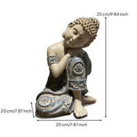 Zen Sleeping Buddha Figurine Garden Seated Buddha Ornament Relief Sculpture Carved for Tea Room