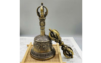Tibetan Bell with Vajra Antique-Styled Bell with Vajra Handle Traditional for Practitioners, Collectors
