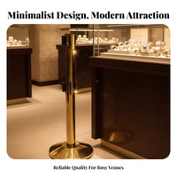 Heavy-Duty Base Retractable Belt Stanchion Stainless Steel Crowd Control Post Retractable Belt Barrier for Event Organizers, Security Personnel, Facility Managers, Airports, Hotels, Exhibition Halls, Retail Stores