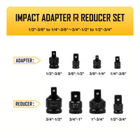 8 Pieces Socket Adapter and Reducer Set Secure-Locking Impact Socket Adapter Set Heavy-Duty Adapters for Hobbyists, Automotive Repair, Garage