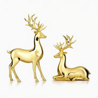 Electroplated Deer Figurine Reflective Deer Statue Resin Stag Figurine Sculpted for Living Room, Office, Entryway