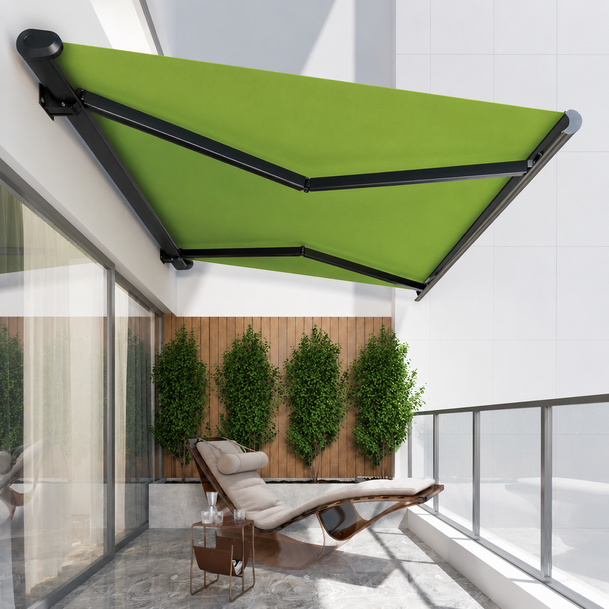 Full Cassette Awning 500cm×300cm, Manual Crank Type, Aluminum Alloy, Sun Shade, Outdoor, For Balcony & Terrace, Gray