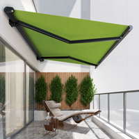 Full Cassette Awning 500cm×300cm, Manual Crank Type, Aluminum Alloy, Sun Shade, Outdoor, For Balcony & Terrace, Gray