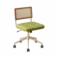 Adjustable Height Cane Back Rolling Chair Retro Design Swivel Seat Breathable Backrest Office Furniture Ergonomic Design for Home Users, Students, Adults, Study Room, Bedroom, Small Areas