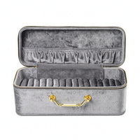 Bracelet Storage Case Zipper Closure Velvet Bracelet Box Gold-Tone Handle Travel-Friendly Jewelry Case