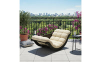 S-Curve Support Banana Shaped Lounge Chair Integrated Footrest Modern Rocking Lounger Sturdy Frame Modern Chaise Lounge Rocker Breathable Upholstery for Reading Nook