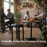 Space-Saving Design Stackable Padded Stool Minimalist Aesthetic Backless Chair Multi-Purpose Indoor Seating Sturdy Construction for Event Hosts, Business Owners, Dining Room, Small Apartment, Restaurant, Kitchen
