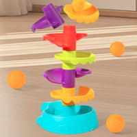 Ball Drop Toy with Launcher 9-Level Spiral Structure Ball Drop Toy Multicolor Plastic for Toddlers, Playroom, Home